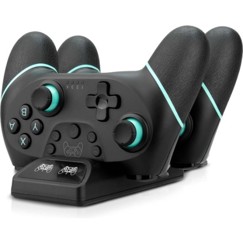 Octronic Pro Controller Set - 2 x bluetooth game controller met oplaadstation - geschikt voor Nintendo Switch - groen