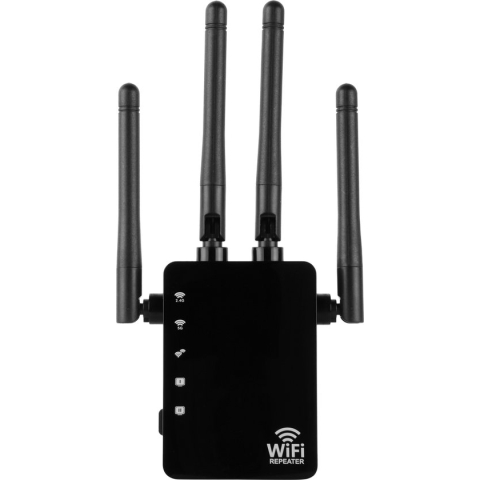 WiFi Versterker stopcontact - Extreem snel - 1200 MB/S - Zwart- Wifi Repeater - Draadloos - Overal internet - Signaalversterker - Ethernet - Wireless Range Extender