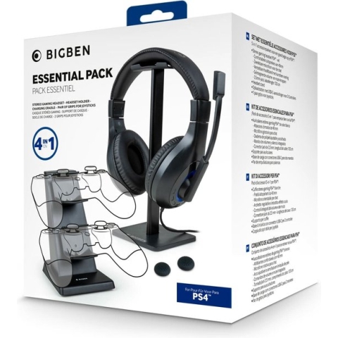 PS4 Bigben 4-in-1 accessoirepakket- Playstation4- Headset- Headsetstand- Controller Laadstation- Joystick thumbgrips