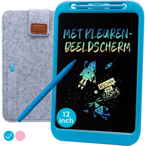 LCD Tekentablet Kinderen "Blauw" 12 inch Kleurenscherm - Sinterklaas - Cadeautjes - Sinterklaas Cadeau Jongens - Kerstcadeau - Sint - Kerst - Teken - Tablet - Tekentablets - Tablets - Reisspelletjes - Speelgoed Jongens & Meisjes - Tekenset