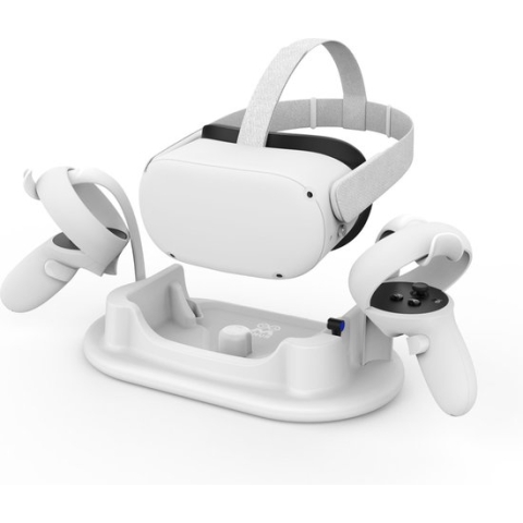YONO Oplaadstation geschikt voor Oculus Quest 2 VR Bril - Charging Dock Oplader Meta Quest 2 - Controller Standaard - Accessoires - Wit