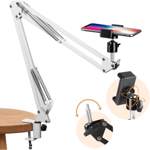 Hoofdstatiefhouder, scharnierarm, telefoonhouder, video-webcamstandaard, luie armklem, tafelo