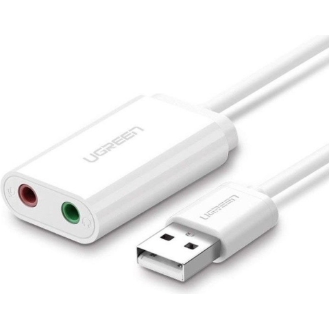UGREEN Externe USB Geluidskaart voor 3.5 mm Jack Wit