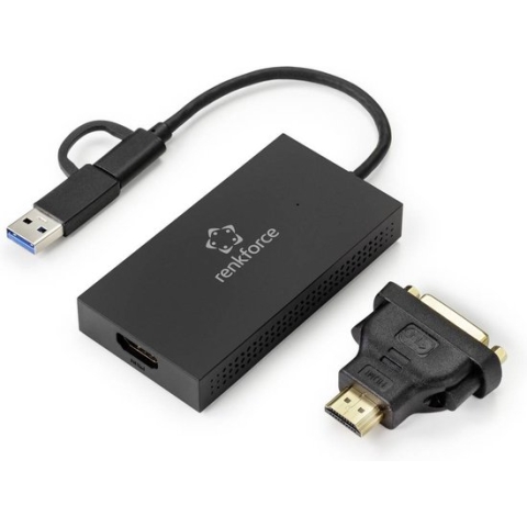 Renkforce Externe videokaart DDR3-RAM USB-A, USB-C® 5Gbps, HDMI, DVI