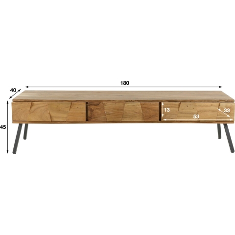 Tv-Meubel Acaciahout - 3 Lades - 180cm - Naturel - Kast Demn - Giga Meubel