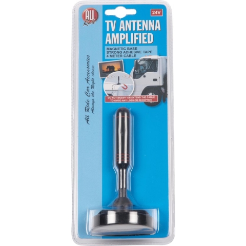 All Ride TV-Antenne - DVB-T - Versterkt - Magnetische Voet - Kabellengte 4 Meter - Zwart