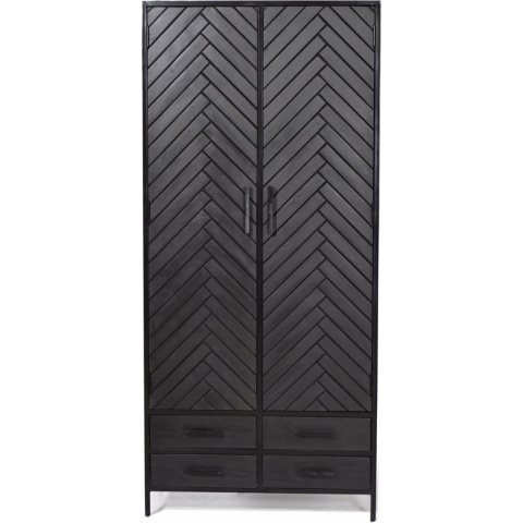 Livingfurn - Kabinetkast York 2 lade 90cm - Mangohout / Gecoat Staal