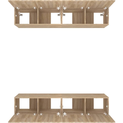 The Living Store TV-meubelen - Wandgemonteerd - Klassiek ontwerp - Stevig bewerkt hout - Voldoende opbergruimte - Praktische deuren - Kleur- sonoma eiken - Afmetingen- 80 x 30 x 30 cm - Inclusief montagehandleiding - Levering bevat 4 x tv-meubel