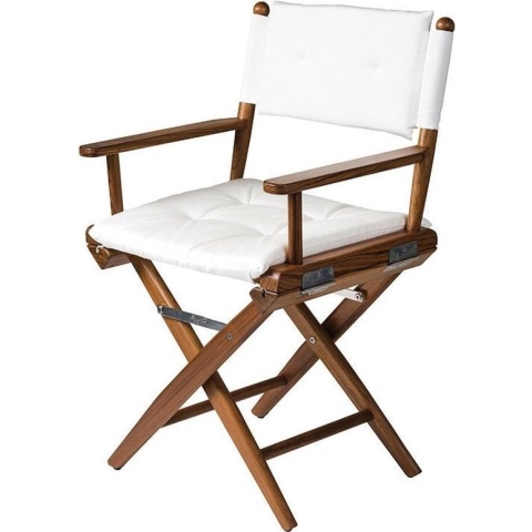 Regisseursstoel Teak DeLuxe met Witte kussenset (Geolied)