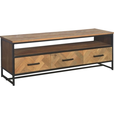 Livingfurn - TV Meubel TV Accent 150 cm - Teakhout / Gecoat Staal