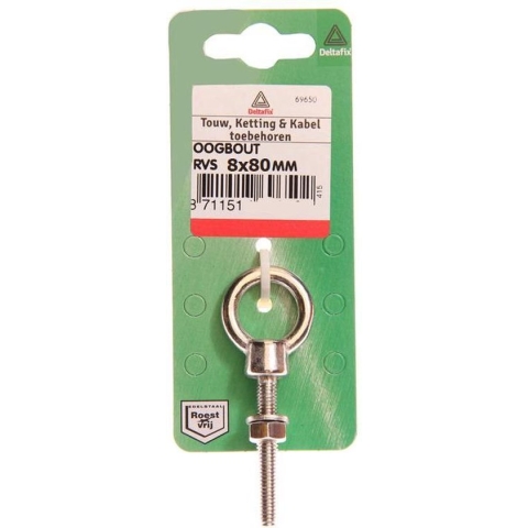 Deltafix ringschroef draad lang r.v.s. a4 80 mm x 8 mm 1 st.