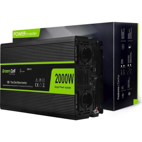 4000W (Bruikbaar vermogen continu 2000W) DC 12V naar AC 230V met USB Stroom Inverter Converter - Pure/Full Sine Wave