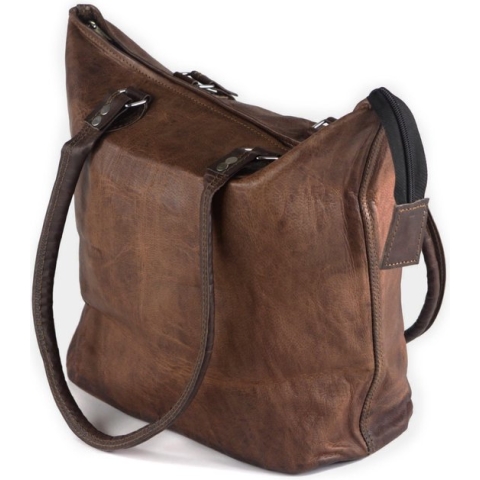 Boodschappentas Shopper Bag ‘’ASTURIAS’’ Bucket Tote Bag 46 x 36 x 12 cm – Echt leer – Bruin Cognac Kleur – Handgemaakt