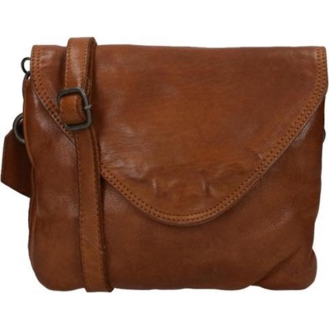 Bear Design Crossbodytas Cow Lavato Leer - cognac