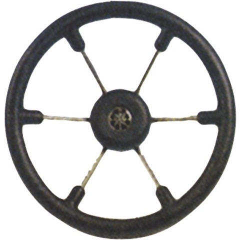 allpa 6-Spaaks stuurwiel "Leader Tanegum" RVS met zwarte polyurethaan rand, A=370mm. B=100mm