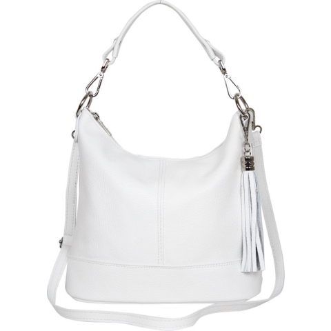 AmbraModa GLX09 - Dames handtas, schoudertas van echt leer. Wit