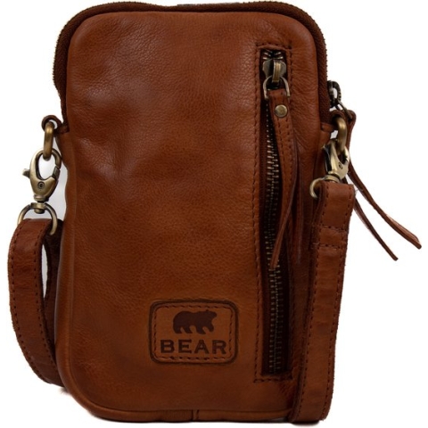 Bear Design Elina Leren Telefoontasje - Cognac