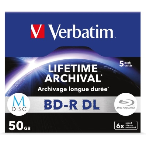 Verbatim MDISC, 50 GB, BD-R DL, Juweeldoos, 5 stuk(s)