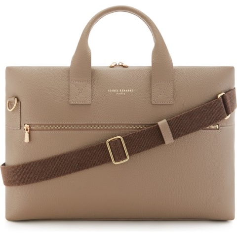 Isabel Bernard Honoré Dames Laptoptas Leer - Taupe