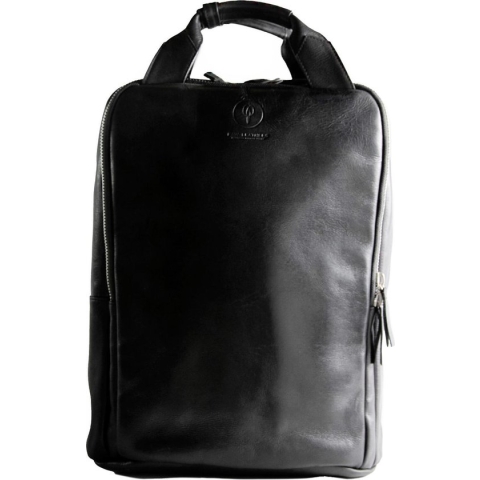 Rugtas zwart - leer - 15' laptop & iPad vak - Venice - Raw leathers