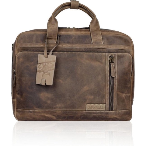 Sparwell Thoughtful Thomas Leren laptoptas 15 inch | Cognac