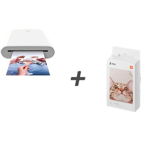 Xiaomi printer Combideal inclusief 20 stuks extra printpapier (t.w.v. €24,95) - Fotoprinter - Fotoprinter voor smartphone - printer - inclusief 25 stuks papier - sprocket - inktloos - inkt - Foto - mini printer - draadloze printer -