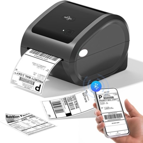 Neveda® Thermische Bluetooth Labelprinter - Labelmaker - Etikettenprinter - Draadloos - Incl. Uitgebreide app en 1 roll etiketten -