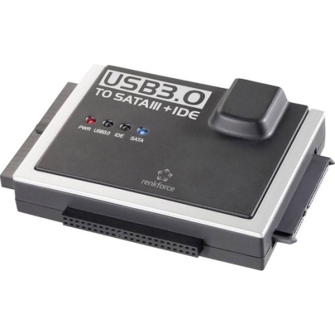 Renkforce Harde schijf Adapter [1x USB 3.2 Gen 1 stekker A (USB 3.0) - 1x IDE-bus 40-polig, IDE-bus 44-polig, SATA-comb