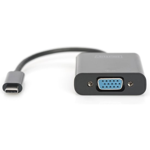 Digitus DA-70853 USB / VGA Adapter [1x USB-C stekker - 1x VGA-bus] Zwart 15.00 cm