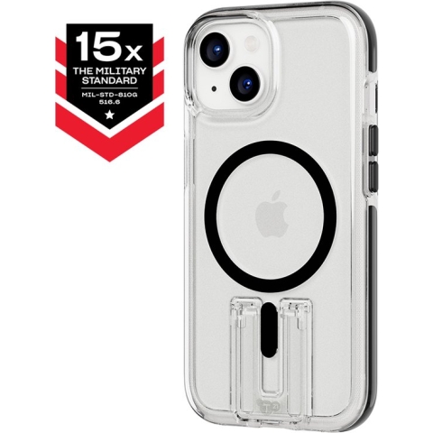 Tech21 Evo Crystal Kick hoesje voor iPhone 15 - Geschikt voor MagSafe - Transparant/Zwart