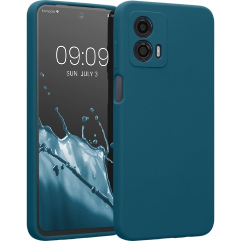 kwmobile telefoonhoesje geschikt voor Motorola Moto G53 5G - TPU backcover met siliconen coating - Smartphone case in petrol