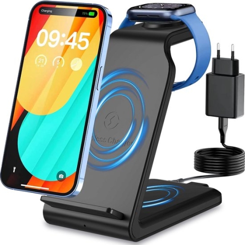 Inductie Oplaadstation 3-in-1 Draadloze Oplader Draadloze Oplader Inductie Oplader (20W voor Apple Watch iPhone Airpods Telefoon Oplaadstation)