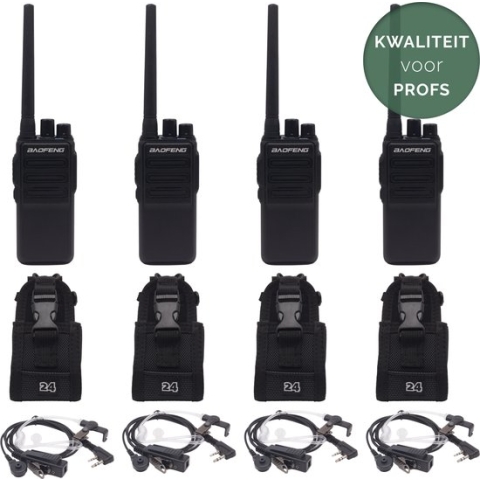Activ24™ Set van 4x extra krachtige Baofeng BF-1904 PMR - Walkie talkie - Professionele portofoons -  Incl portofoonhoes - BF1904 portofoonset