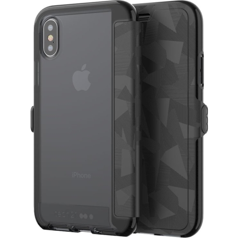iPhone Xs/X Bookcase hoesje - Tech21 - Effen Zwart - TPU (Zacht)