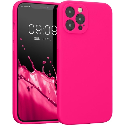 kwmobile telefoonhoesje geschikt voor Apple iPhone 12 Pro Max - TPU backcover met siliconen coating - Smartphone case in neon roze