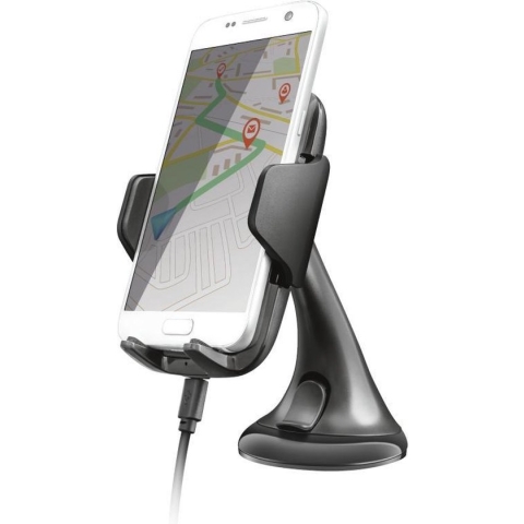 Trust Mobile Yudo10 - Telefoonhouder en Oplader - Voor in de auto - QC 3.0 - 10W - Zwart