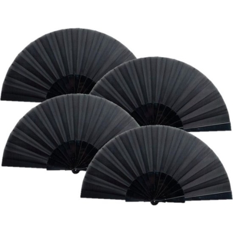 Set van 4x stuks spaanse Handwaaier zwart 23 x 43 cm - Voordelige verkoelings waaiers voor de zomerse themperaturen