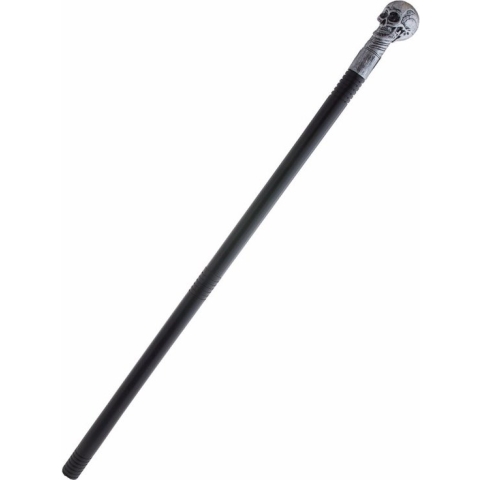 Halloween - Zwarte wandelstok met schedel 75 cm