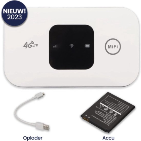 WiZone Mifi Router - 4G Router - Draagbare Wifi Router - Ingebouwde Accu - Wifi Buddy - 4G Dongle - Simkaart - Draadloos Wifi - Wifi op elke locatie - Wit