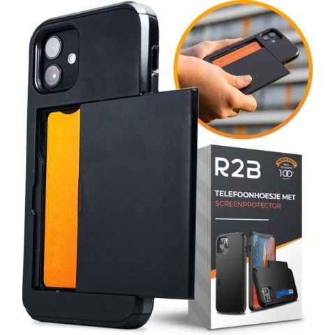 R2B® iPhone 11 Hoesje met pasjeshouder voor 3 pasjes geschikt voor Apple iPhone - Inclusief Screenprotector iPhone 11 - Telefoonhoesje iPhone 11 - Model Utrecht