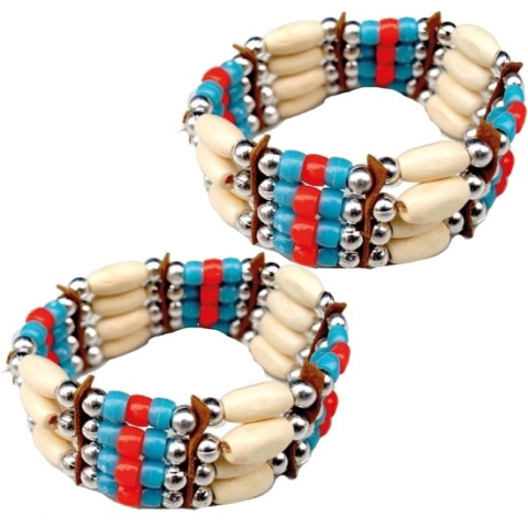 Set van 2x stuks indianen thema verkleed armbanden - Carnaval spullen/accessoires voor een Indianen kostuum/jurk/outfit