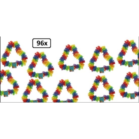 96x Dikke/volle hawai kransen regenboog bont - hawai krans hawaii slinger tropical thema feest festival