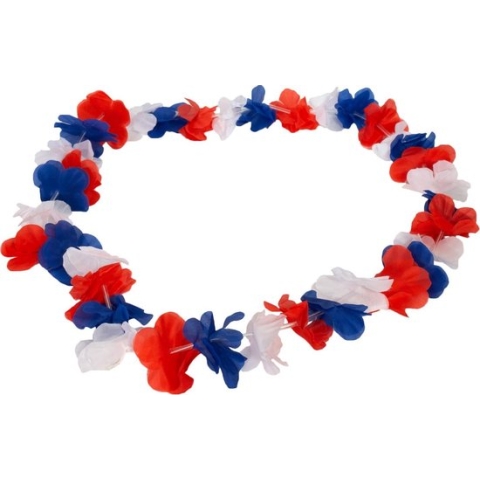 Folat Hawaiikrans Polyester Blauw/wit/rood One-size