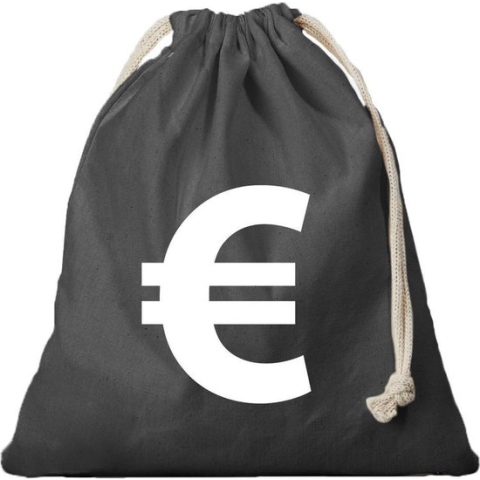 Canvas geldzak met euro teken zwart - 25 x 30 cm - Cowboy/Wilde Westen boef/dief verkleedaccessoires