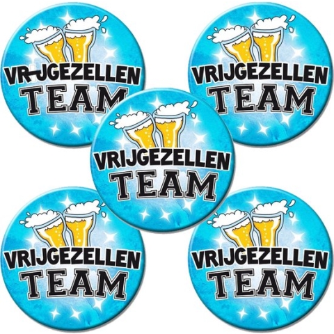 10x stuks grote blauwe vrijgezellen heren team button 10 cm - Vrijgezellenfeest artikelen mannen