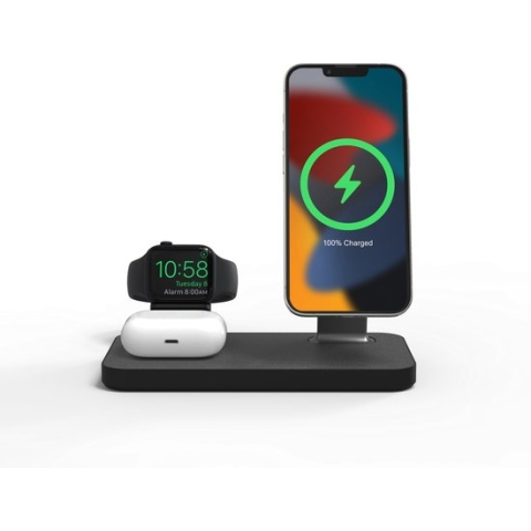 mophie snap+ 3 in 1 draadloze oplader - 15W - Compatible met Magsafe - Zwart