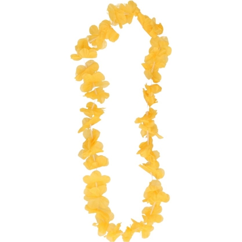 Hawaii krans met okergeel/zacht oranje bloemen 110 cm - Tropisch feestthema verkleed accessoires