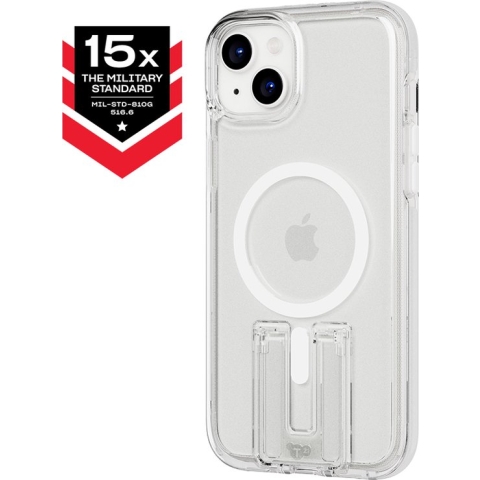 Tech21 Evo Crystal Kick hoesje voor iPhone 15 Plus - Geschikt voor MagSafe -Transparant/Wit