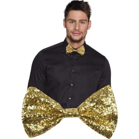18 stuks: Vlinderstrik Glitter - goud