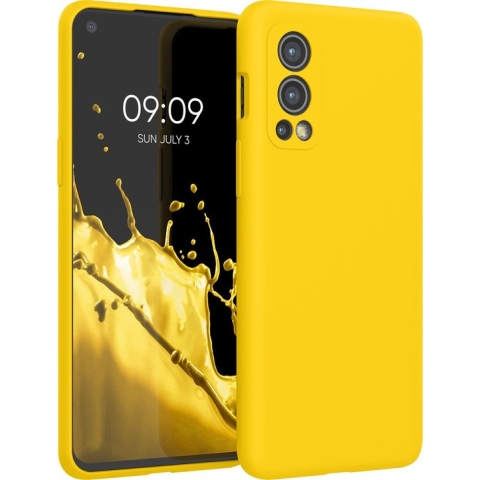 kwmobile telefoonhoesje voor OnePlus Nord 2 5G - Hoesje met siliconen coating - Smartphone case in stralend geel